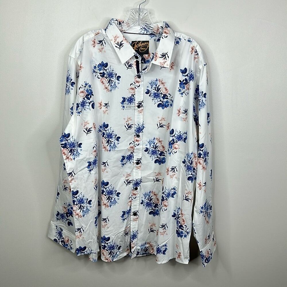 Johnny Bigg William Floral Stretch Button Up Shirt Pink Big & Tall 3XL NWT